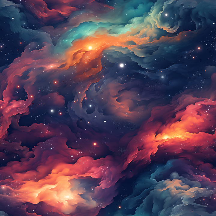 Space Featuring Vibrant Nebula Clouds and Starfield seamless PBR texture preview