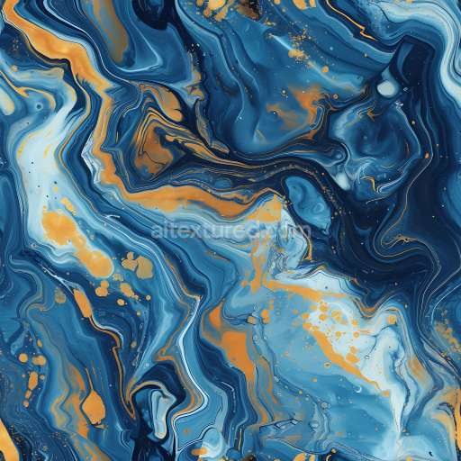 Seamless 3D Blue Marble PBR Texture Featuring Polished Gold Vein Patterns