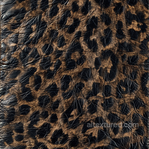 Crinkled Leopard Print Leather PBR Texture with Natural Fur Pattern and Wrinkles seamless Leather PBR texture