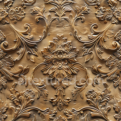 seamless Seamless 3D Embossed Brown Leather PBR Texture with Ornate Floral Pattern texture 8k free download PBR