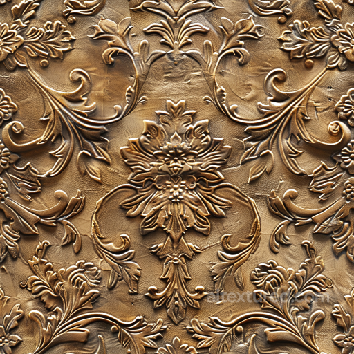 Embossed Brown Leather PBR Texture with Ornate Floral Pattern seamless Leather PBR texture