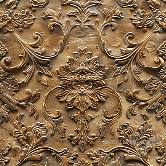 Embossed Brown Leather PBR Texture with Ornate Floral Pattern Leather texture preview