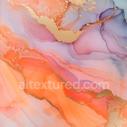 seamless Seamless 3D Alcohol Ink PBR Texture with Orange and Purple Fluid Waves and Gold Veins texture 8k free download PBR