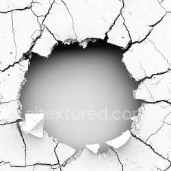seamless Seamless 3D cracked plaster PBR texture with large central hole and fractured edges texture 8k free download PBR