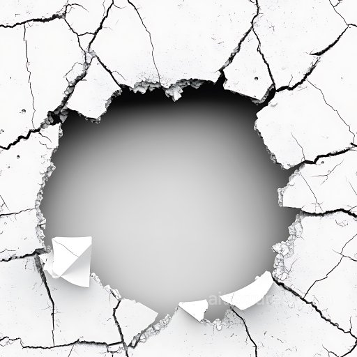 cracked plaster PBR texture with large central hole and fractured edges seamless Cracked & Holes PBR texture