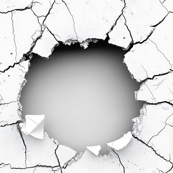 cracked plaster PBR texture with large central hole and fractured edges Cracked & Holes texture preview