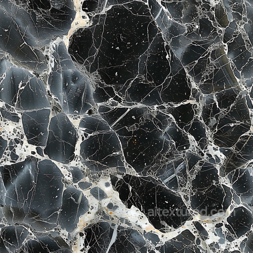 Black Marble PBR Texture with Intricate White Veins and Polished Finish seamless Marble PBR texture