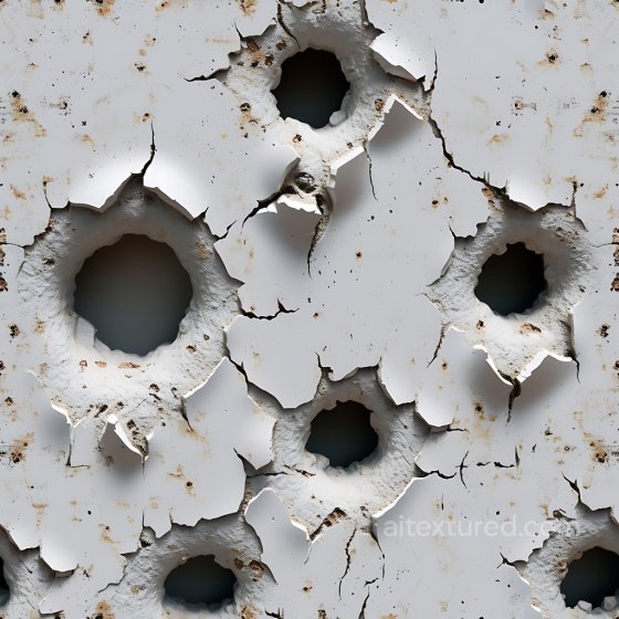cracked and holes PBR texture of shattered white metal with rust spots Cracked & Holes texture preview