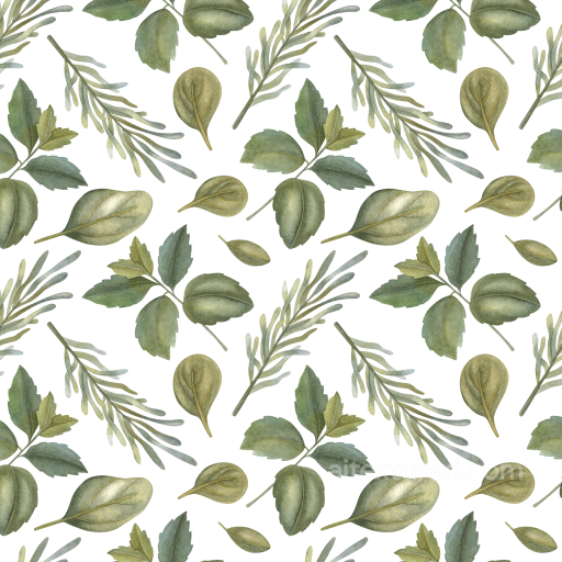 Watercolor Greenery Leaves in Soft Natural Tones Seamless Texture seamless watercolor greenery PBR texture