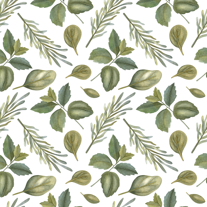Watercolor Greenery Leaves in Soft Natural Tones seamless PBR texture preview