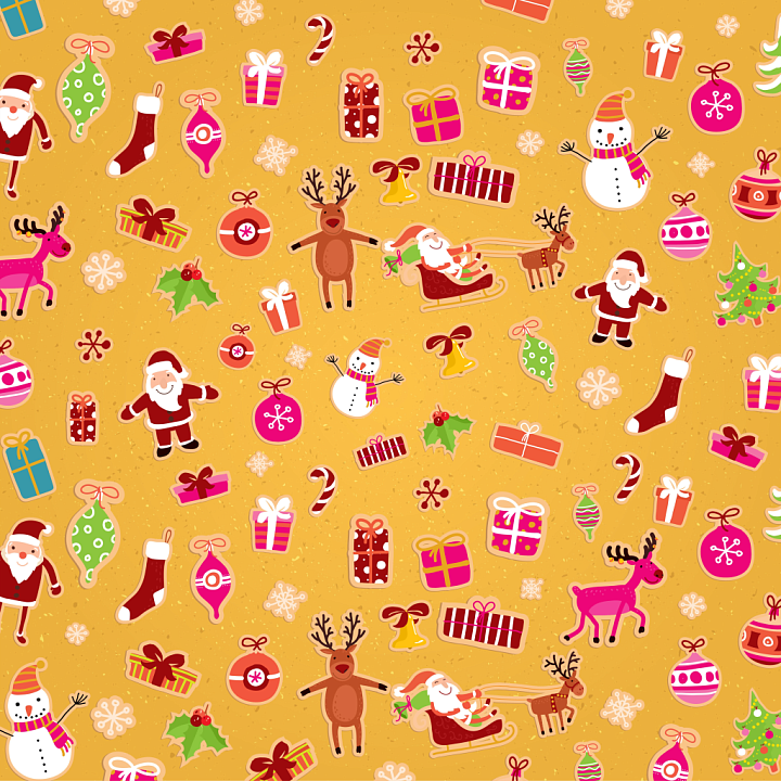 Christmas Digital Paper with Colorful Holiday Icons seamless PBR texture preview