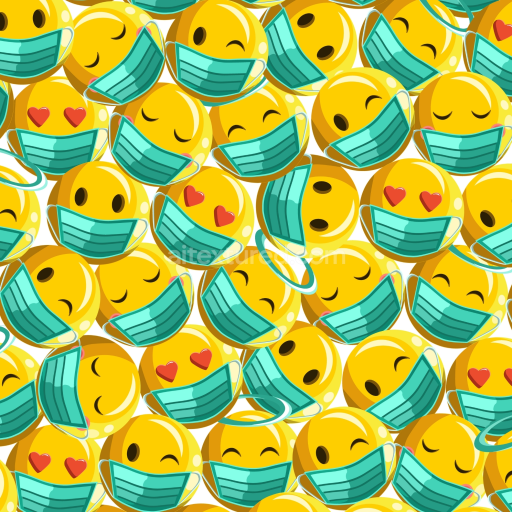 Seamless 3D PBR Happy Face Pattern Texture with Masked Emoticons