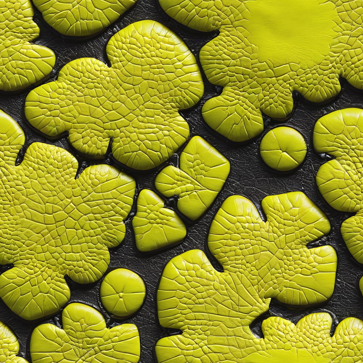 Cracked Yellow-Green Leather With Irregular Shapes seamless PBR texture preview