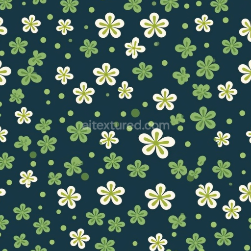 Seamless 3D PBR Texture with St Patrick Clover Pattern in Green and Navy