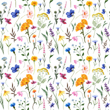 Seamless 3D Pattern PBR Texture with Delicate Wildflower Motifs in Watercolor Style texture preview
