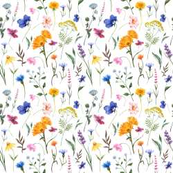 Seamless 3D Pattern PBR Texture with Delicate Wildflower Motifs in Watercolor Style texture preview