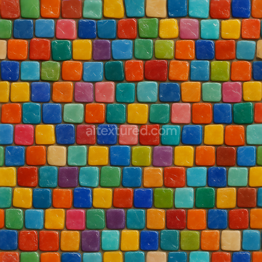 Seamless 3d texture pbr 8k smalti glass mosaic tiles with colorful smalti pieces and glossy finish