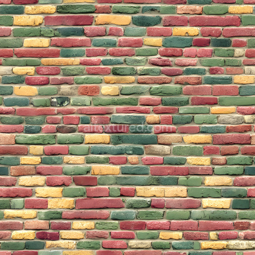 Seamless 3D Multicolor Cracked Brick Wall PBR Texture with Distressed Surface