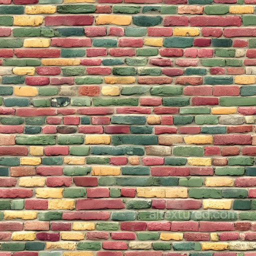 Multicolor Cracked Brick Wall PBR Texture with Distressed Surface seamless Brick PBR texture