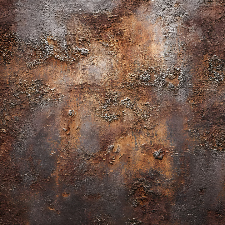Rusty Metal with Cracked and Eroded Rust Layers seamless PBR texture preview