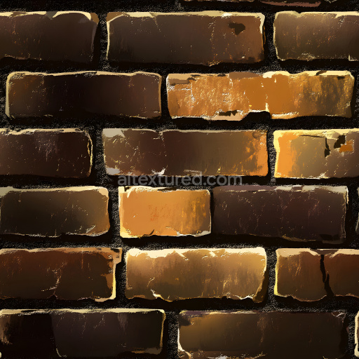 Seamless 3D PBR Cracked Brown Brick Wall Texture with Chipped Edges