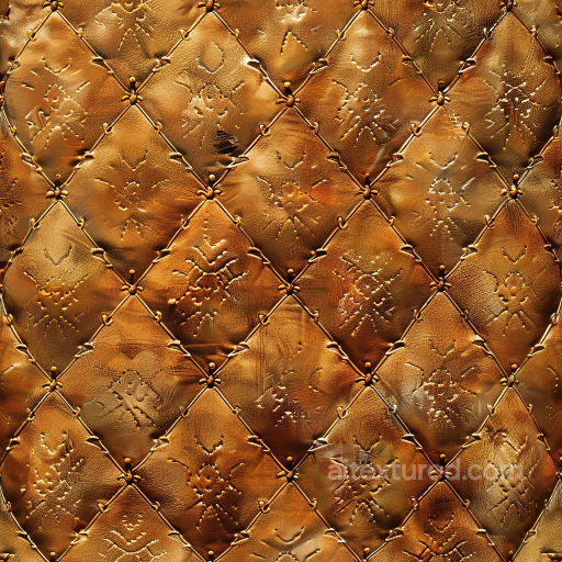 Quilted Brown Embossed Leather PBR Texture with Vintage Patina seamless Leather PBR texture