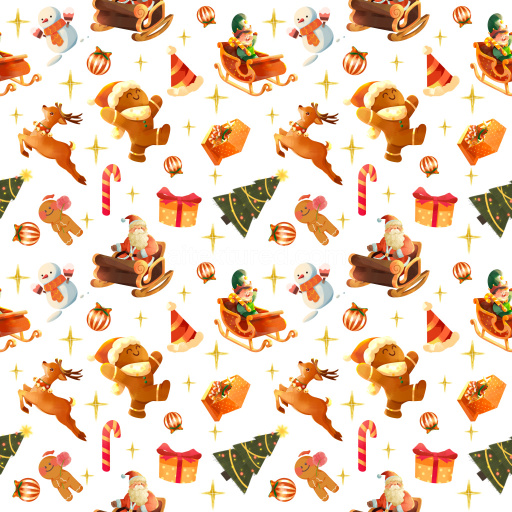 Pattern Bundle - Seamless 3D Pattern PBR Texture with Cartoon Christmas Motifs and Festive Elements texture preview