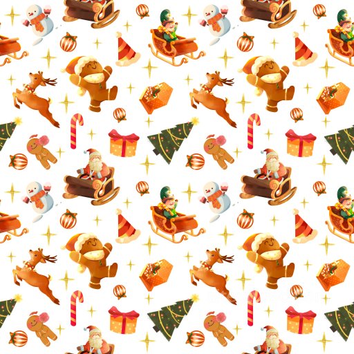 Pattern PBR Texture with Cartoon Christmas Motifs and Festive Elements seamless Pattern Bundle PBR texture
