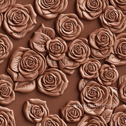 embossed rose leather PBR texture in warm brown tone with detailed petals and leaf patter… seamless Leather PBR texture