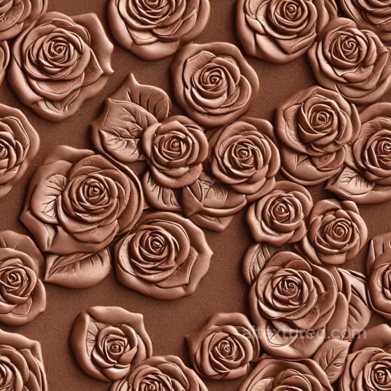embossed rose leather PBR texture in warm brown tone with detailed petals and leaf patter… Leather texture preview