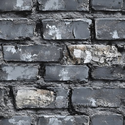 Cracked and Worn Painted Brick Wall Texture in Muted Blues and Grays seamless Brick PBR texture