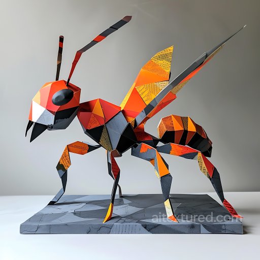 Animal - Seamless 3D PBR texture featuring distinct geometric orange-black Carpenter ant exoskelet… texture preview