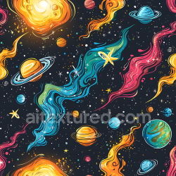 seamless Seamless 3D Stylized Cosmic Space PBR Texture with Colorful Nebulae and Planets texture 8k free download PBR