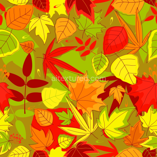 Seamless 3D PBR Texture of Vibrant Autumn Leaves Pattern with Warm Tones