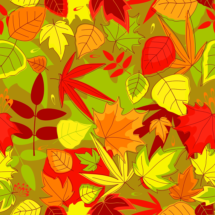 Vibrant Autumn Leaves Pattern with Warm Tones seamless PBR texture preview