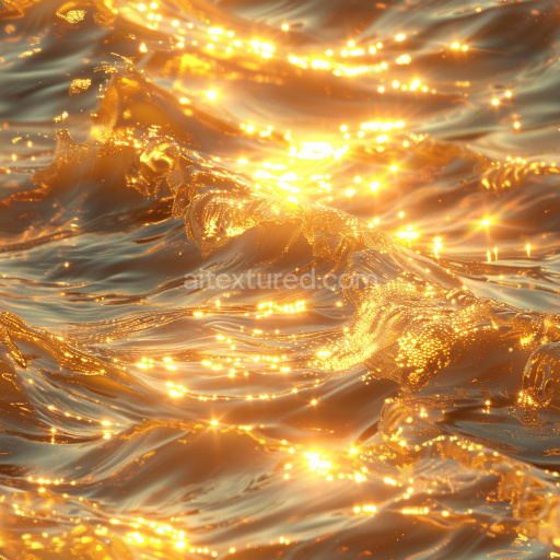 Seamless 3D PBR Glossy Golden Wave Texture with Luminous Highlights
