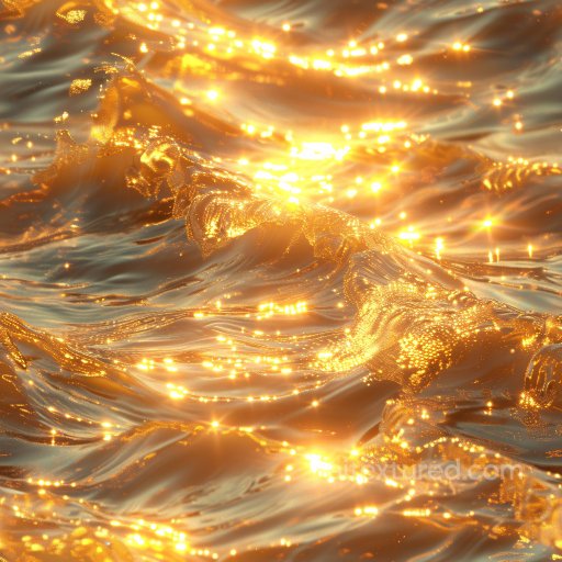 Seamless 3D PBR Glossy Golden Wave Texture with Luminous Highlights texture preview