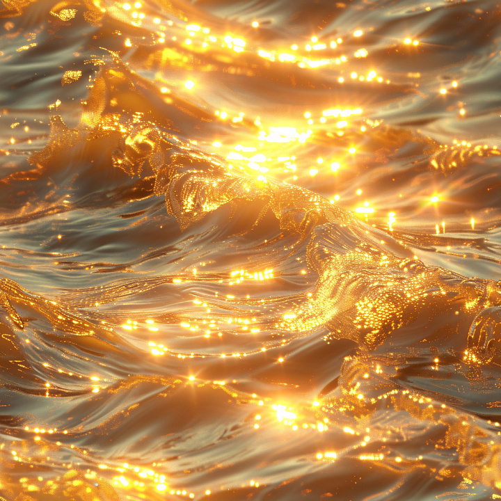 Glossy Golden Wave with Luminous Highlights seamless PBR texture preview