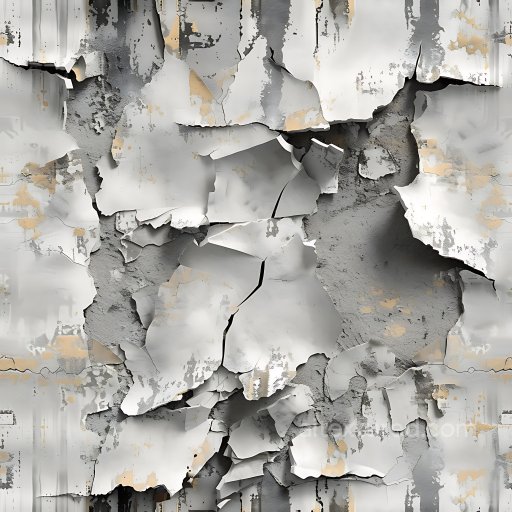 Cracked and Peeling White Paint Texture with Rough Concrete Base seamless Cracked & Holes PBR texture