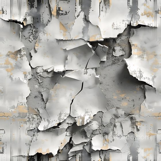 Cracked and Peeling White Paint Texture with Rough Concrete Base Cracked & Holes texture preview