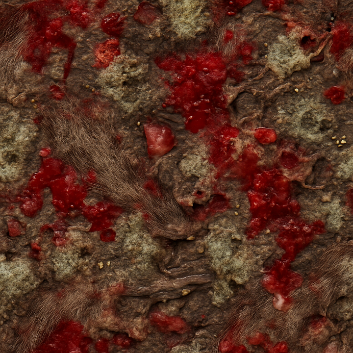Rat Fur With Dusty Particles And Wet Blood Splatter Accents seamless PBR texture preview