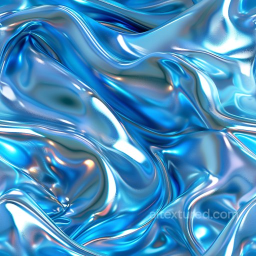 Seamless 3D PBR Texture of Glossy Blue Satin Fabric with Reflective Folds texture preview