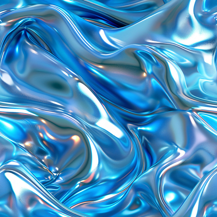 Glossy Blue Satin Fabric with Reflective Folds seamless PBR texture preview