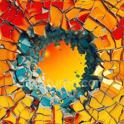 seamless Seamless 3D Cracked Ceramic and Concrete Holes PBR Texture with Vibrant Orange and Blue Fractured Fragments texture 8k free download PBR