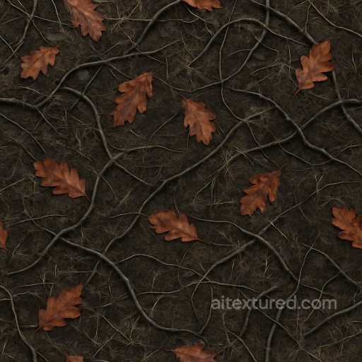 Haunted Forest Floor With Fallen Leaves And Grave Dirt seamless Halloween PBR texture