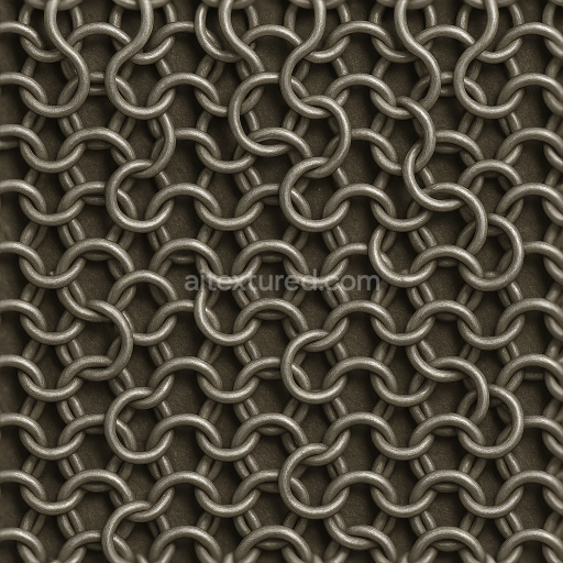 Seamless 3D Texture 8K PBR Chainmail With Butted Chainmail Style And Matte Metal Finish
