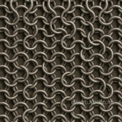 8K PBR Chainmail With Butted Chainmail Style And Matte Metal Finish seamless Chainmail PBR texture