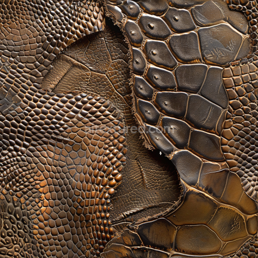 Seamless 3D PBR Brown Cracked Crocodile Leather Texture with Distressed Scaly Surface