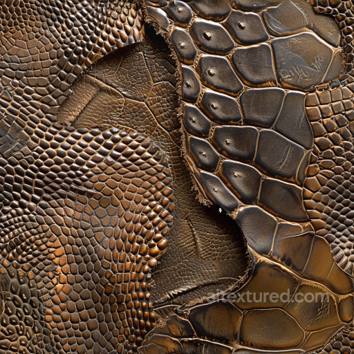 Brown Cracked Crocodile Leather Texture with Distressed Scaly Surface seamless Leather PBR texture