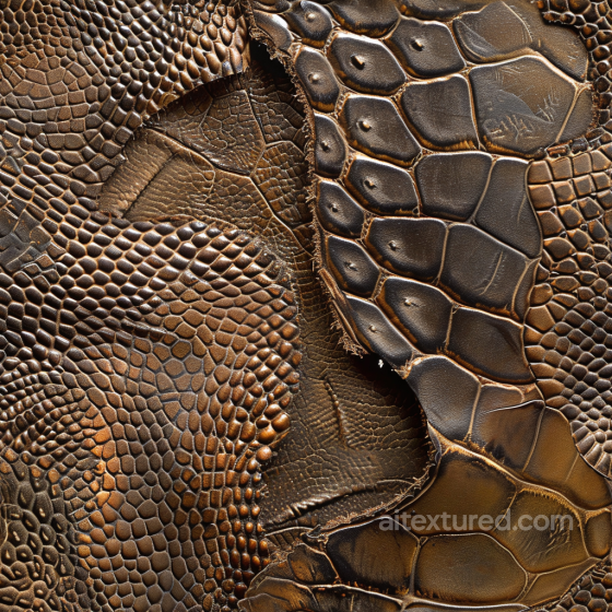 Brown Cracked Crocodile Leather Texture with Distressed Scaly Surface Leather texture preview